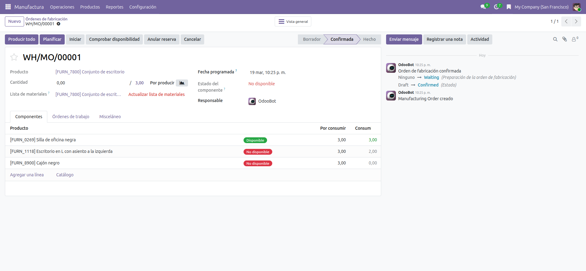 Formulario de orden de producción